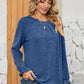 Ruched Round Neck Flounce Sleeve T-Shirt