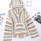 Contrast Striped Dropped Shoulder Hooded Knit Top