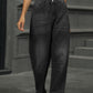 Half Elastic Waist Straight Leg Jeans