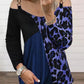 Full Size Leopard Cold Shoulder Long Sleeve T-Shirt