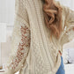 Openwork Round Neck Long Sleeve Sweater