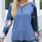 V-Neck Floral Long Sleeve T-Shirt