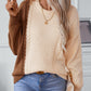 Two Tone Cable Knit Round Neck Long Sleeve Sweater