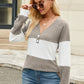 Contrast V-Neck Long Sleeve T-Shirt