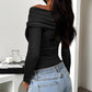 Ruched One Shoulder Long Sleeve T-Shirt