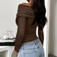 Ruched One Shoulder Long Sleeve T-Shirt