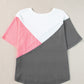 Color Block Round Neck Half Sleeve Top