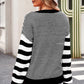 Striped Round Neck Dropped Shoulder Sweater