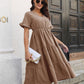 V-Neck Short Sleeve Midi Dress