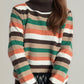 Contrast Stripes Turtleneck Long Sleeve Sweater