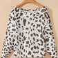 Leopard Boat Neck Long Sleeve Knit Top