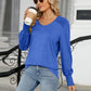 V-Neck Lantern Sleeve T-Shirt