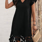 Ruffled V-Neck Cap Sleeve Dress