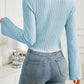 Ribbed Drawstring Long Sleeve T-Shirt