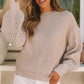 Cable-Knit Round Neck Dropped Shoulder Sweater