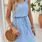 Eyelet Drawstring Round Neck Sleeveless Dress