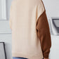 Two Tone Cable Knit Round Neck Long Sleeve Sweater