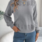 Openwork Round Neck Long Sleeve Sweater