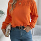 Openwork Round Neck Long Sleeve Sweater