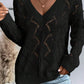 Openwork V-Neck Long Sleeve Sweater