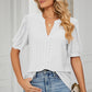 Eyelet Notched Short Sleeve T-Shirt