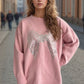 Sequin Bow Round Neck Long Sleeve Sweater