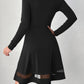 Square Neck Long Sleeve Mini Dress