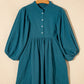 Corduroy Quarter Snap Three-Quarter Sleeve Dress