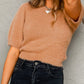 Fuzzy Round Neck Half Sleeve Sweater