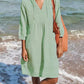 Full Size Tied Three-Quarter Sleeve Mini Dress