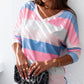 Color Block V-Neck Long Sleeve T-Shirt