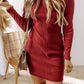 Ribbed Mock Neck Long Sleeve Mini Dress