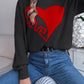 LOVE Heart Round Neck Dropped Shoulder Sweater