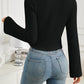 Ribbed Drawstring Long Sleeve T-Shirt