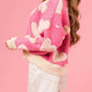 Valentine’s Day Fuzzy Heart Round Neck Long Sleeve Sweater