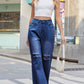 Distressed Buttoned Loose Fit Jeans