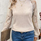 Round Neck Lace Patchwork Long Sleeve Top