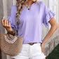 Ruffled Round Neck Short Sleeve Top