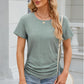 Eyelet Round Neck Short Sleeve T-Shirt - Michelle Francisco