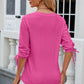Eyelet Drawstring V-Neck Half Sleeve T-Shirt