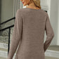 Slit Decorative Button Square Neck T-Shirt