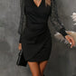 Ruched Surplice Long Sleeve Dress