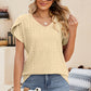 Eyelet V-Neck Petal Sleeve T-Shirt