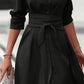 Collared Neck Long Sleeve Midi Shirt Dress