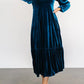 V-Neck Long Sleeve Midi Velvet Dress