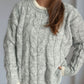 Cable Knit Round Neck Long Sleeve Sweater