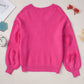 Pearl Trim Heart V-Neck Sweater