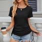 Eyelet Round Neck Short Sleeve T-Shirt