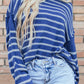 Striped Round Neck Dropped Shoulder Sweater