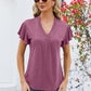 V-Neck Flutter Sleeve T-Shirt